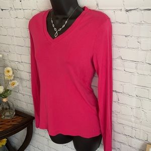 Vineyard Vines Pink soft Long Sleeve Top Shirt V neck, size M